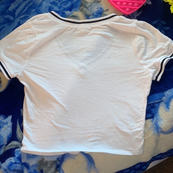 White T-Shirt! From Bozzolo! Size Large! Crop Top! Very Soft! - Picture 2 of 3